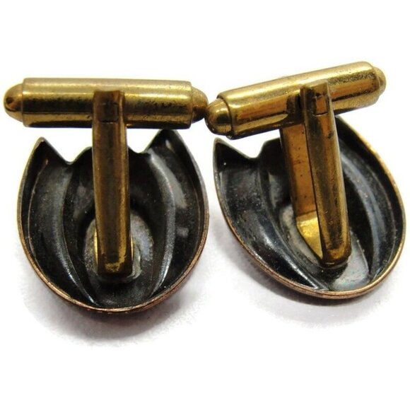 Vintage Modernist Cufflinks Copper Tone Unique Design  Shirt Accessories Wedding - Picture 9 of 13